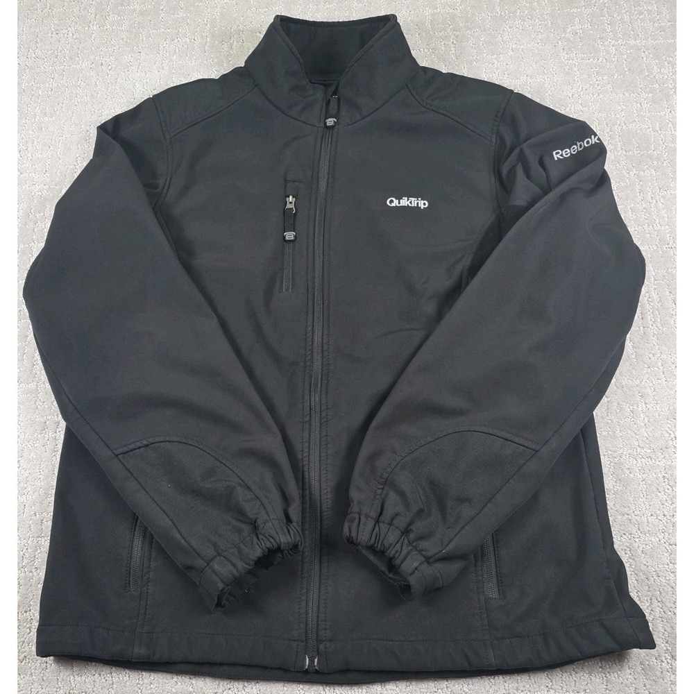 Reebok Black Soft Shell Full Zip Insulated Jacket Size Large‎ Quik Trip Logo